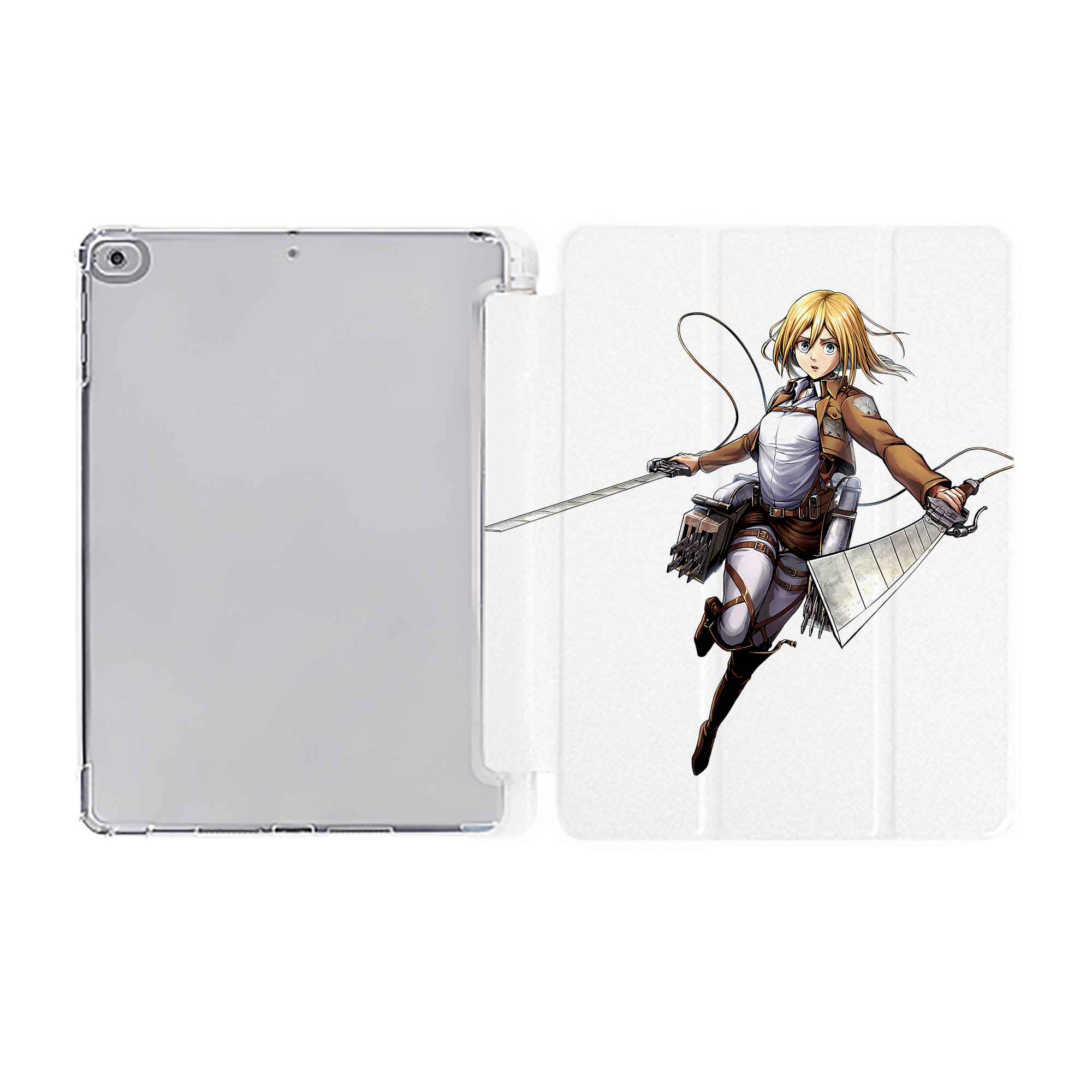 （画像用） 進撃の巨人 クリスタ·レンズ Attack on Titan Christa Lenz IPad ケース ペン収納付き 三つ折りスタンド PUレザー×シリコン 対応機種9.5/10.5/10.9インチ